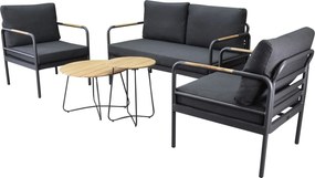Showroommodel Florina stoel bank loungeset 5 delig aluminum teak antraciet