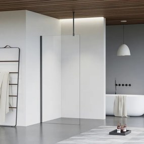 Fortifura Galeria inloopdouche - 50x200cm - helder glas - plafondarm - Geborsteld Gunmetal PVD SW797919/SW797907/SW804545