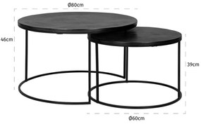 Richmond Interiors Bolder Ronde Salontafels Zwart Staal - 80 X 80cm.