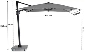 Santika Furniture Santika Belize Deluxe Parasol X Antraciet Frame/ Mid Grey Aluminium Grijs