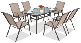 Stalen dining tuinset Modena Bruin voor 6 personen Garden Point