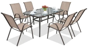 Stalen dining tuinset Modena Bruin voor 6 personen Garden Point