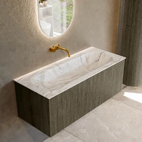Mondiaz Kurve-dlux 110cm badmeubel shadow met 1 lade en wastafel big medium midden zonder kraangat glace