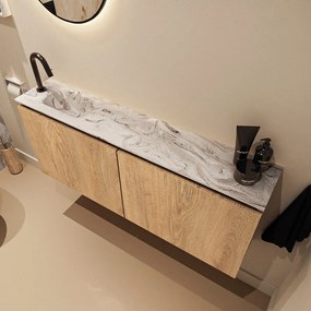 Mondiaz Ture DLux toiletmeubel 120cm washed oak met wastafel glace links met kraangat