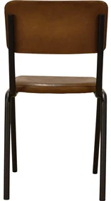 Goossens Eetkamerstoel Chaplin cognac leer leuning, urban industrieel