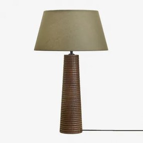 Malva Mangohouten Tafellamp ↑40 Cm & Saliegroen Ø40 Cm Monaco - Sklum