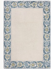 Handgetuft laagpolig wollen vloerkleed Myla Floral Frame