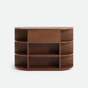 Notenfineer wandtafel, 1 klepdeur, 8 nissen, MADDY