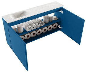 Mondiaz Ture DLux toiletmeubel 100cm jeans met wastafel ostra links met kraangat