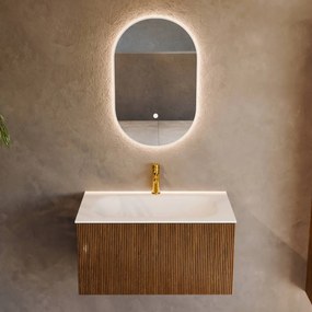 Mondiaz Kurve 80cm badmeubel dusk met 1 lade en wastafel big small midden 1 kraangat