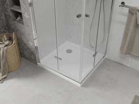 Mexen Lima Duo inklapbare douchecabine 90 x 90 cm, transparant, chroom + Flat douchebak - 856-090-090-01-02-4010