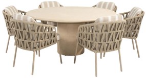 4 Seasons Outdoor Beverly tuinset met Hampton tafel Ø 160 cm Tuinset   beige weerbestendig
