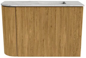 Mondiaz Joya DLux 60cm toiletmeubel ronding links oak met wastafel faye rechts 1 kraangat glace