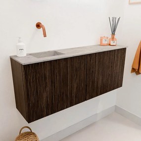 Mondiaz Joya DLux 100cm toiletmeubel walnut met wastafel faye links zonder kraangat glace