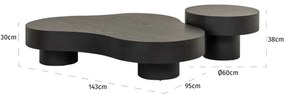 Richmond Interiors Bogor Grote Salontafel Set Organisch Dark Coffee - 143 X 103cm.