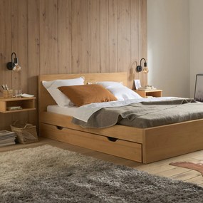 Hangend nachtkastje in massief geborsteld dennenhout, Jalun