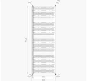 Plieger Palermo designradiator horizontaal 1702x600mm 921W zwart grafiet (black graphite)
