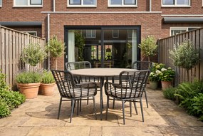 Tuinset Ronde Tuintafel 4 personen 125 cm Aluminium/Wicker Zwart  De Laan Projects