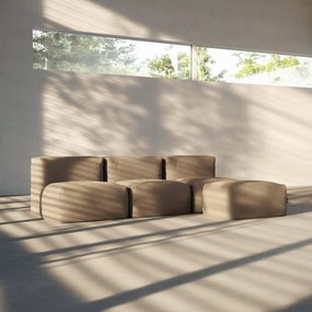 Soft Zitzak Indoor 3 Seater Open + Pouf - Teddy Brown