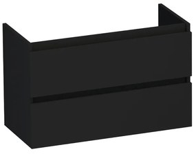 BRAUER Solution Small Wastafelonderkast - 80x39x50cm - 2 softclose greeploze lades - 1 sifonuitsparing - MDF - mat zwart 1878
