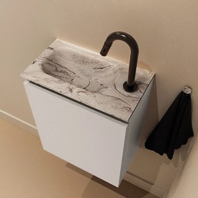 Mondiaz Ture DLux toiletmeubel 40cm linen met wastafel glace links met kraangat