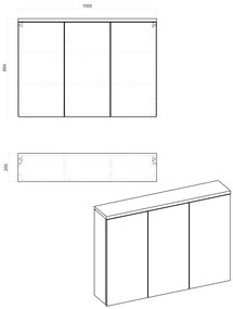 Comad Bali White 845 FSC spiegelkast 100cm eiken/wit