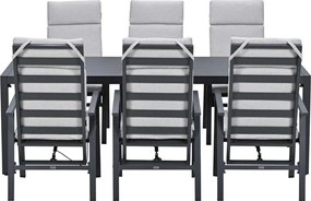 Garden Impressions Kasper tuinset 7-delig - tuintafel 220x93 cm donker grijs