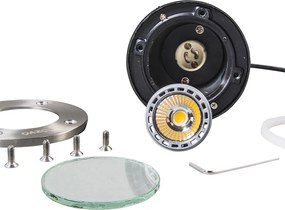 Set van 6 moderne grondspot staal RVS - Basic Round