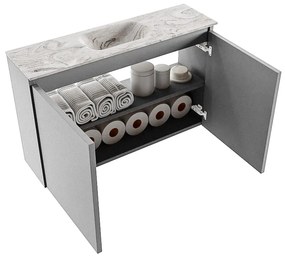 Mondiaz Ture DLux toiletmeubel 80cm plata met wastafel glace midden zonder kraangat