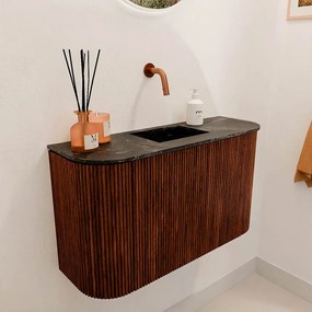 Mondiaz Joya DLux 75cm toiletmeubel ronding links/rechts ruby met wastafel faye midden zonder kraangat lava