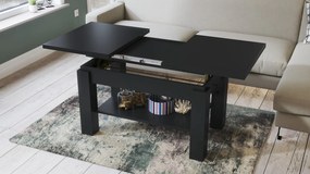 ASTORIA zwart mat, opklapbare salontafel