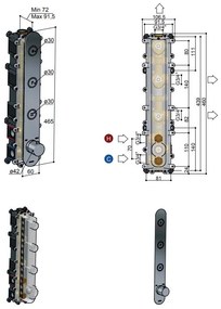 Hotbath Cobber Afbouwdeel thermostaat Verticaal met 3 pushbuttons Zwart Mat PB050