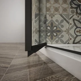 Gelco Trinity douchecabine met mat glas 100x100cm links zwart mat