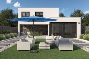 Platinum Riva stokparasol 3 m. rond - Antraciet met voet en hoes