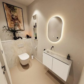 MONDIAZ TURE-DLUX 80cm toiletmeubel Talc. EDEN wastafel Ostra positie links. Zonder kraangat. TUREDX80TALL0OST