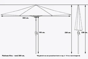 Platinum Riva stokparasol 3 m. rond - Ecru