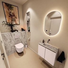 Mondiaz Ture DLux toiletmeubel 60cm rosee met wastafel glace midden zonder kraangat