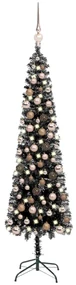 vidaXL Kerstboom met LED's en kerstballen smal 120 cm zwart