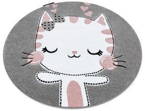 Tapijt PETIT KITTY kat poes poesje ROND grijskleuring