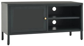 vidaXL Tv-meubel 90x30x44 cm staal en glas antracietkleurig