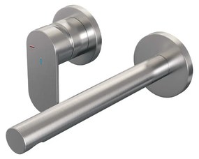 Brauer Brushed Edition ColdStart wastafelkraan inbouw rechte uitloop en rozetten model C2 RVS geborsteld PVD
