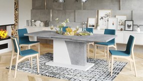 NOBLE NOIR Millenium Beton/Wit mat – uitschuifbare tafel tot 218 cm, voor 8, 10 personen.