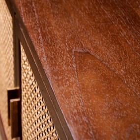 Rotan Webbing Tv-meubel Donkerbruin - 160x40x65cm.