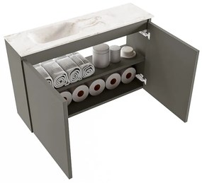 Mondiaz Ture DLux toiletmeubel 80cm smoke met wastafel frappe links zonder kraangat