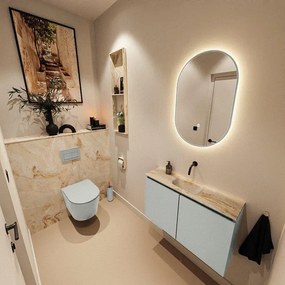 MONDIAZ TURE-DLUX 80cm toiletmeubel Greey. EDEN wastafel Frappe positie midden. Zonder kraangat. TUREDX80GREM0FRA