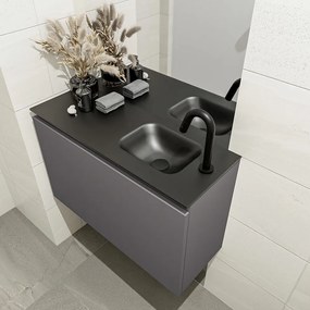 Mondiaz Olan 80cm toiletmeubel dark grey met wastafel urban rechts 1 kraangat