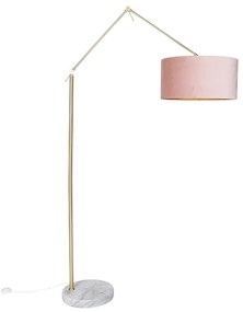 Moderne vloerlamp goud velours kap roze 50 cm - Editor