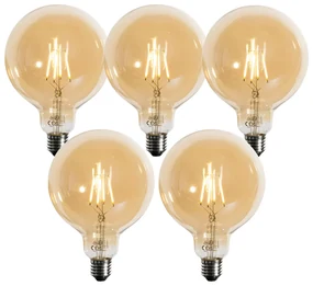 Set van 5 E27 3-staps dimbaar LED goud G125 4W 450 lm 2700K