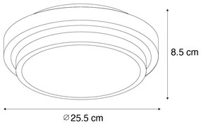 Buitenlamp Moderne plafondlamp zwart met wit 25 cm IP44 - Walden Modern E27 IP44 Buitenverlichting rond Lamp