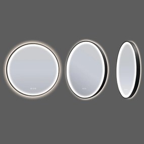 Saniclear Circle Black 2.0 ronde spiegel met verwarming, direct en indirect licht mat zwart 100cm